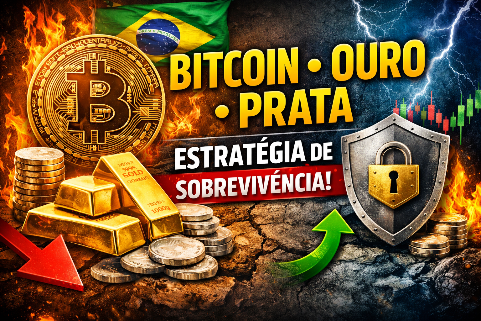 Diversificação de Verdade: Bitcoin + Ouro + Prata (o “modo sobrevivência” do investidor brasileiro) 🔥🛡️